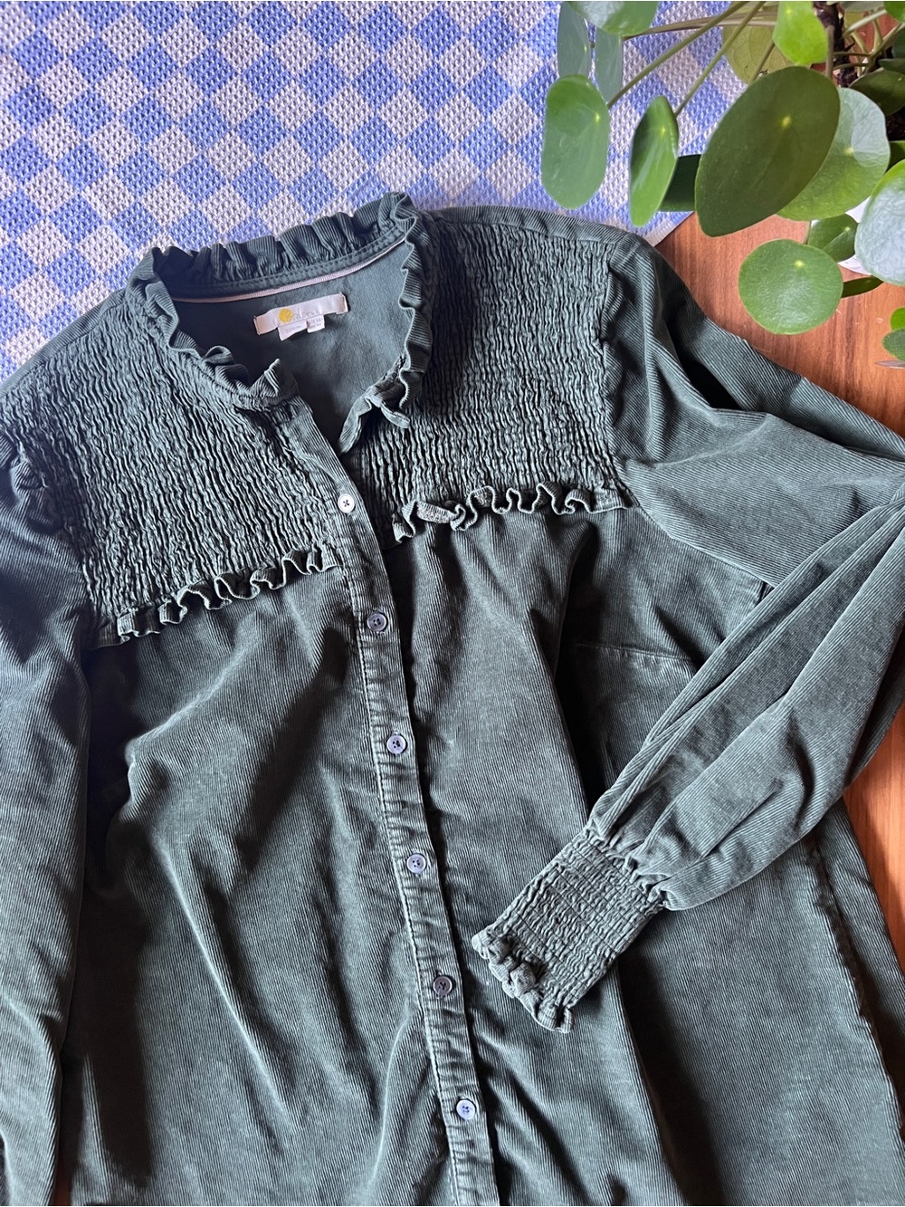 Boden Hunter Green Corduroy Blouse